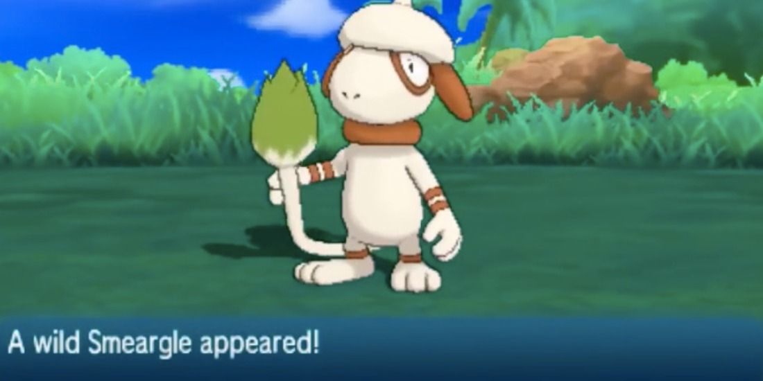 Smeargle in a wild battle in Pokemon Sun and Moon