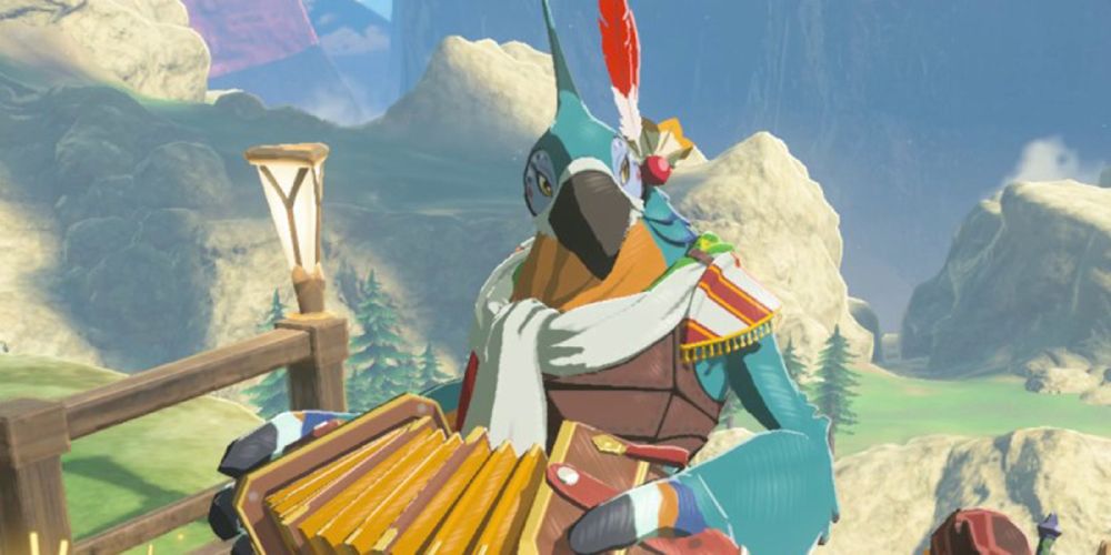 Kass from zelda breath of the wild playing some music