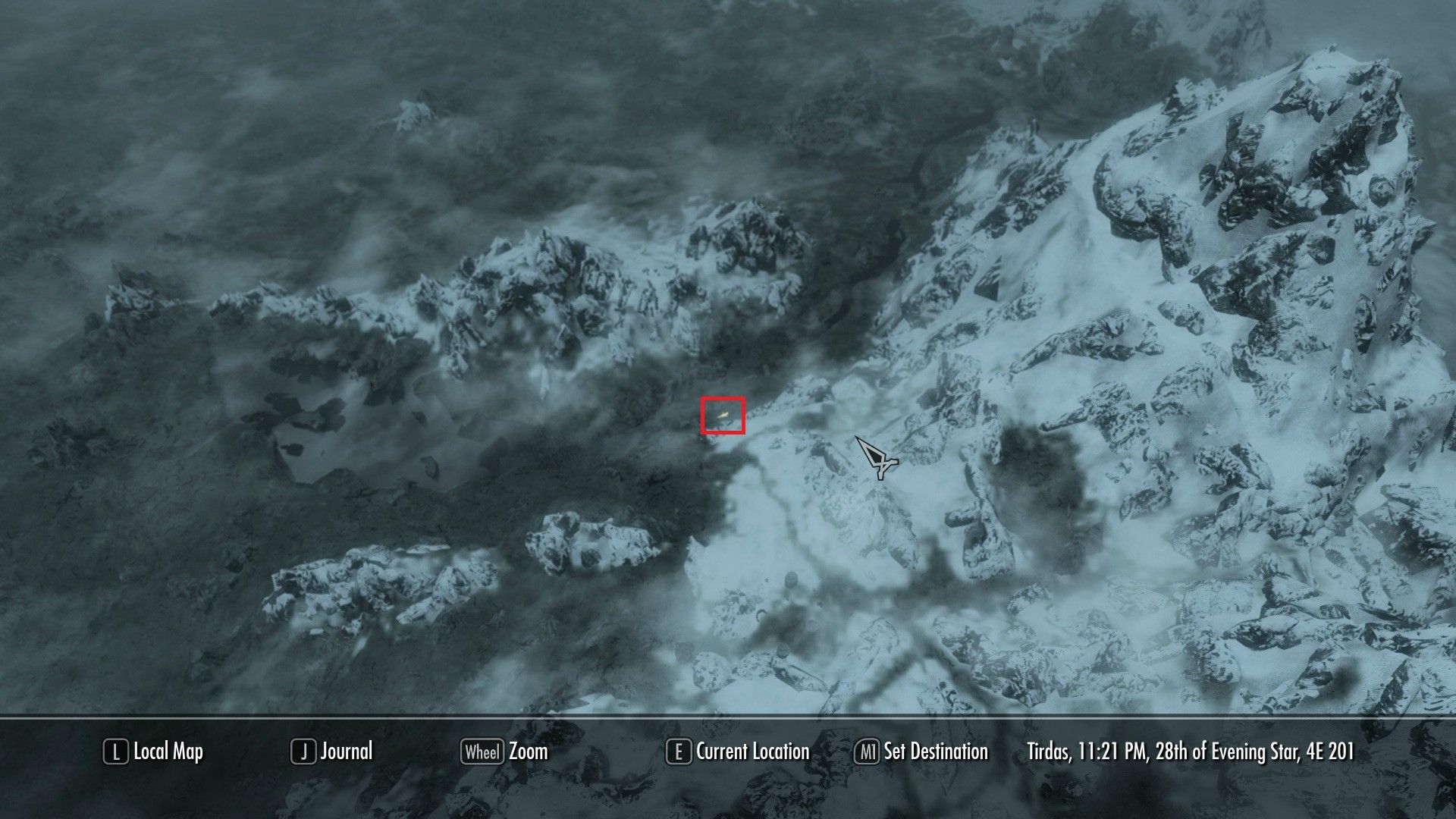 Burning dragon on world map (Skyrim)