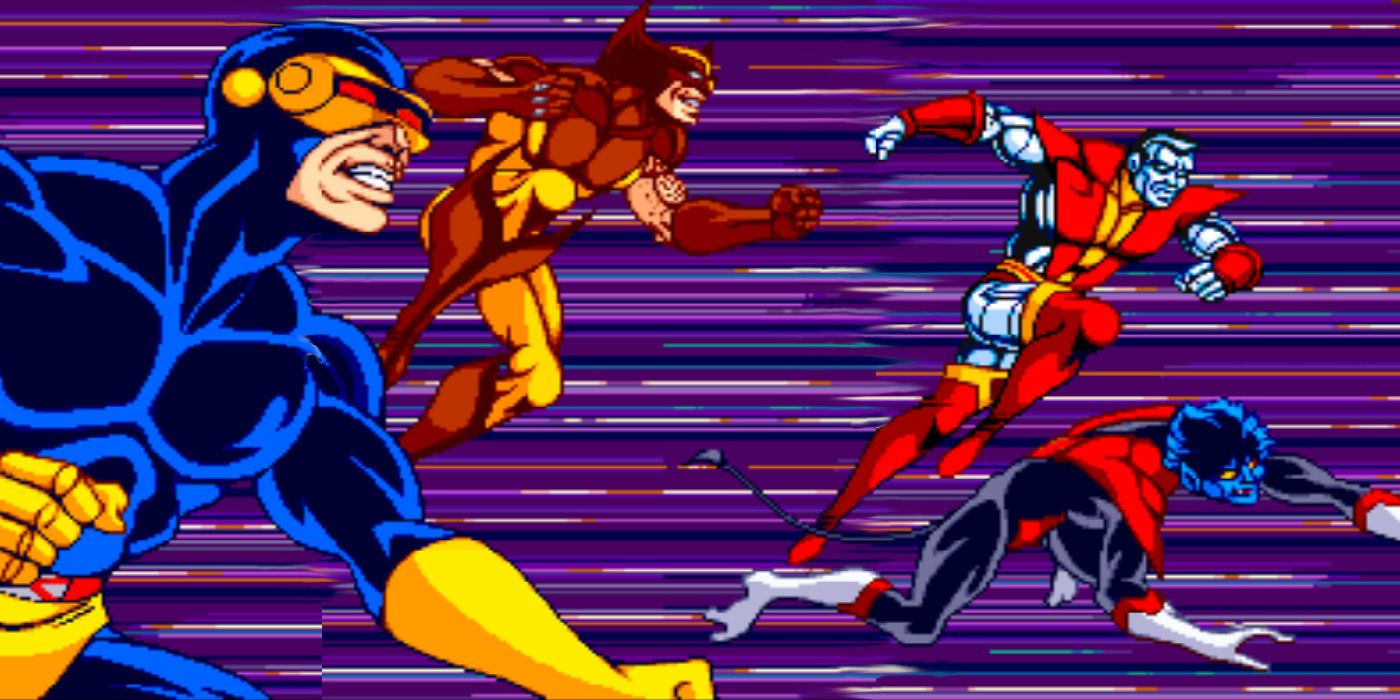 Four characters in X-Men arcade game cutscene