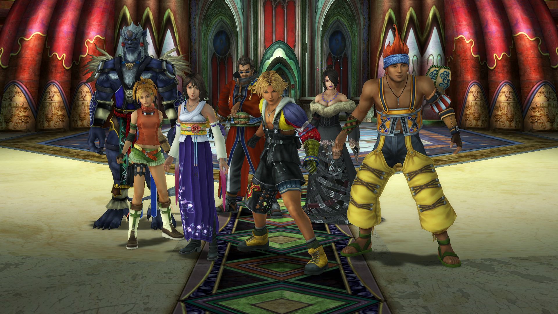 Screenshot of various Final Fantasy X Characters.