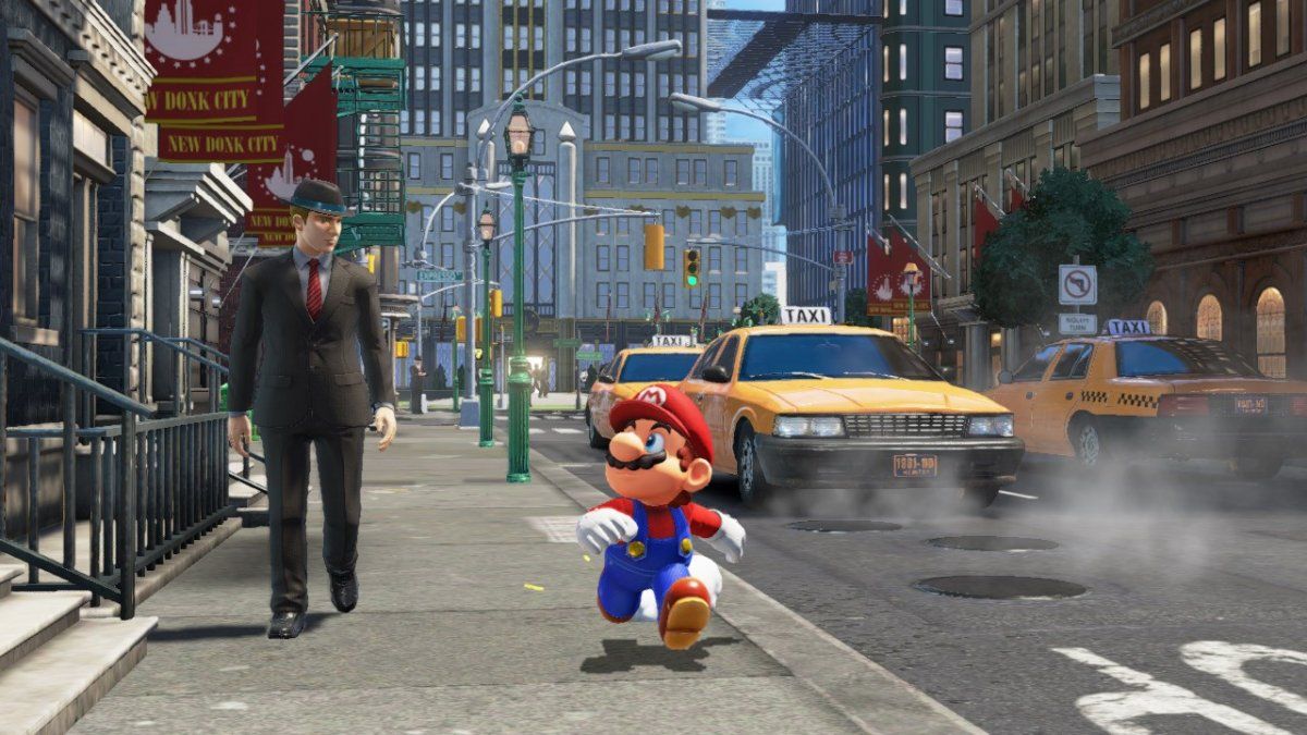 Screenshot of Mario in the New Dunk City map.