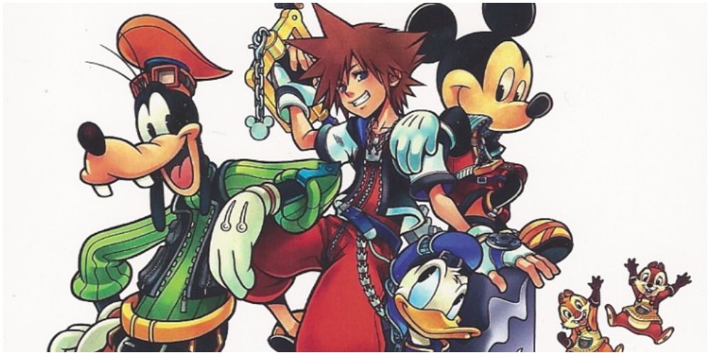 The Kingdom Hearts cast chill on the cover of Recoded.