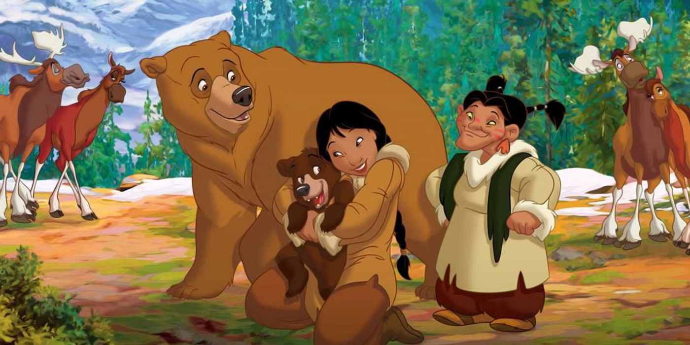 Brother Bear - The Main Cast Sitting On A Snowy Mountain