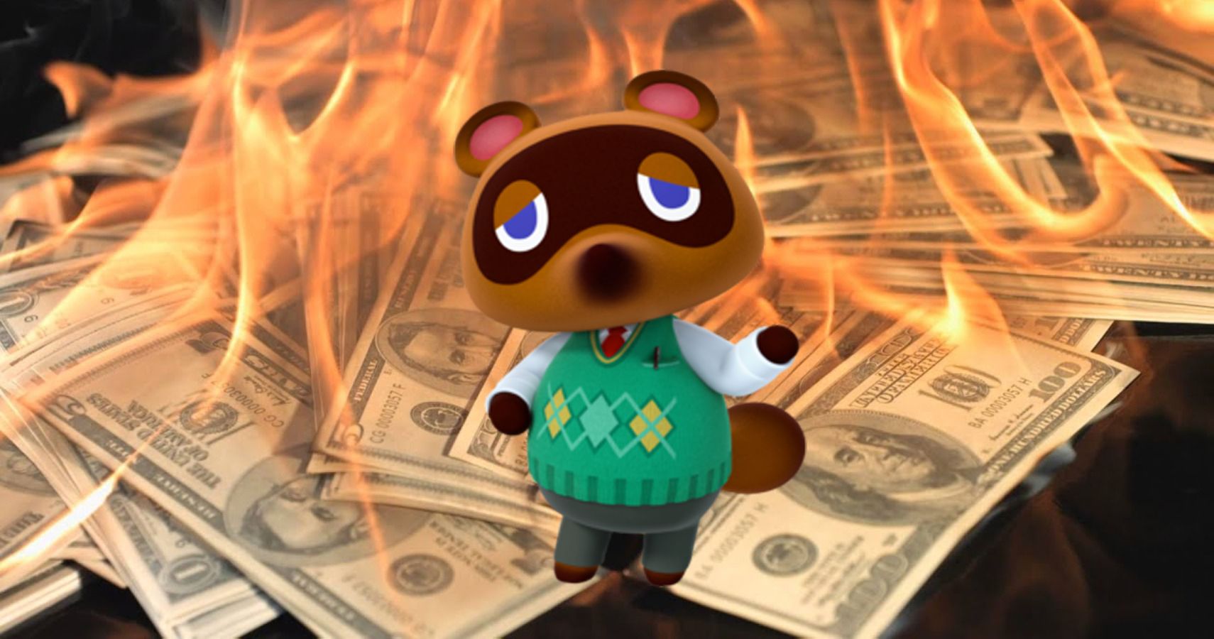 Tom Nook Burning Money
