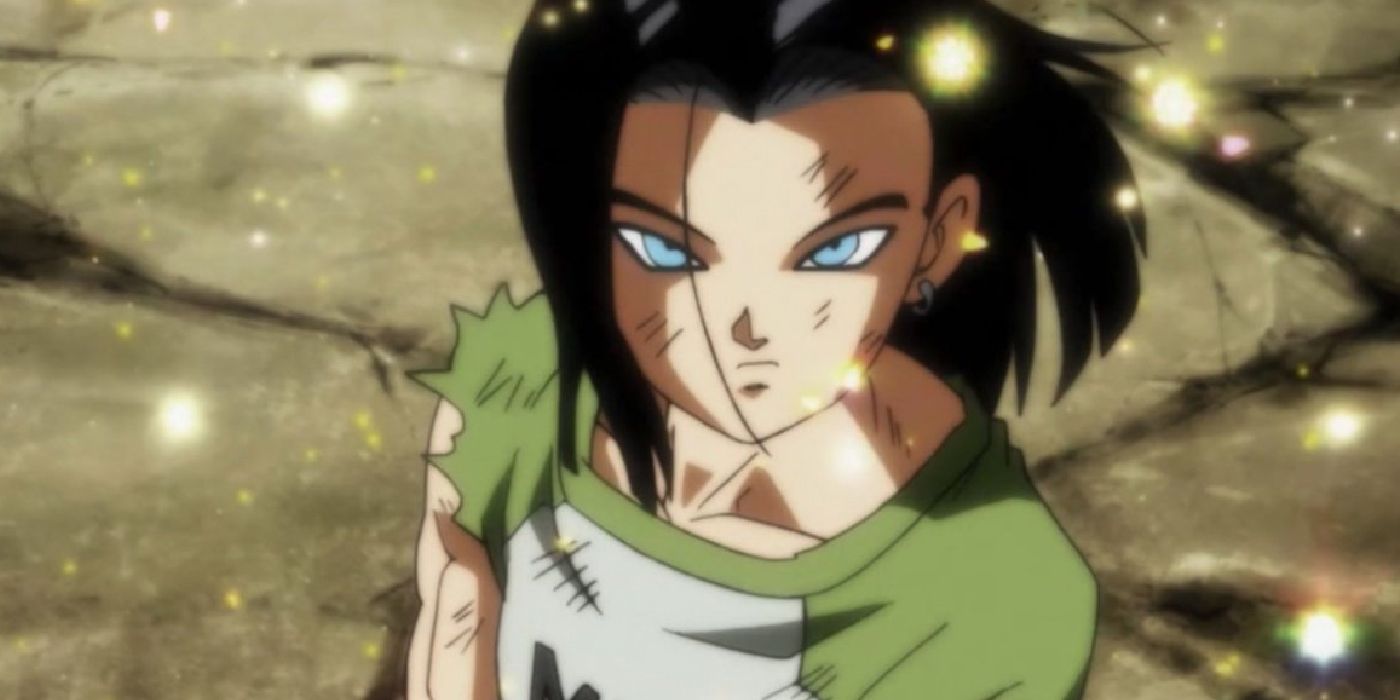 Android 17 looking up during the Tournament of Power arc in Dragon Ball Super