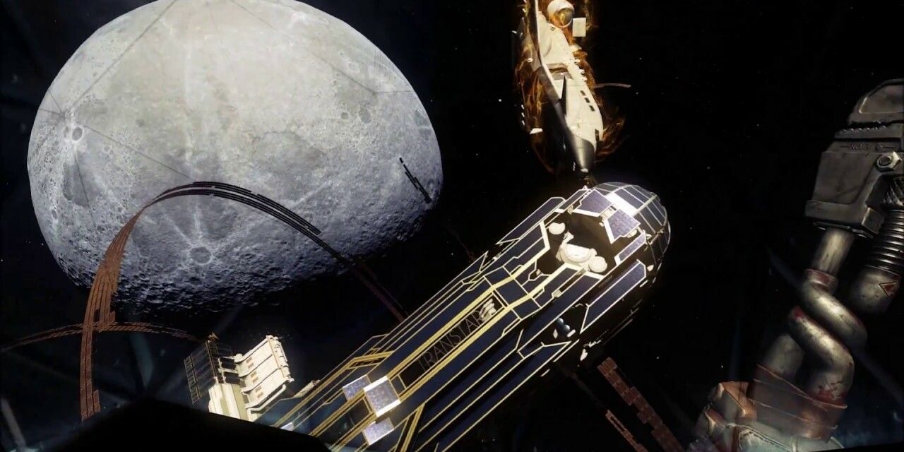 Prey Talos 1 Exterior with Moon in the background