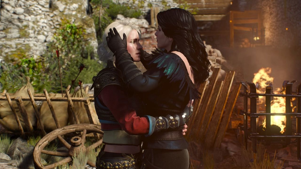 Witcher 3 Yennefer and Ciri Embracing at Kaer Morhen