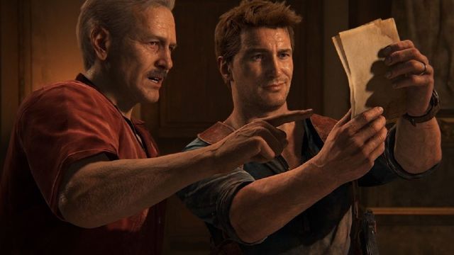 Uncharted 4 screenshot of Sully with Nathan.