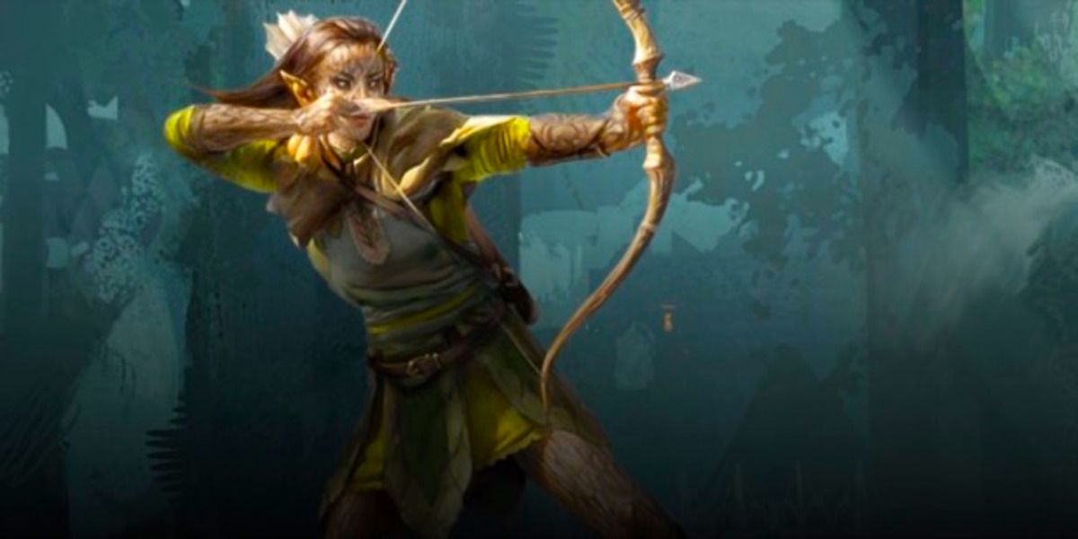 Fantasy character aiming bow art