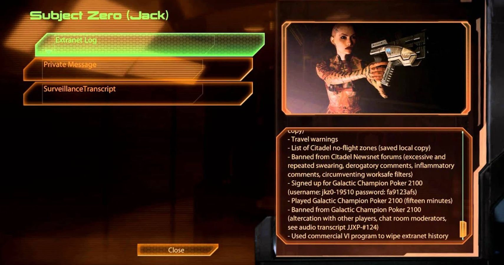Mass Effect 2 Jack Shadow Broker Dossier