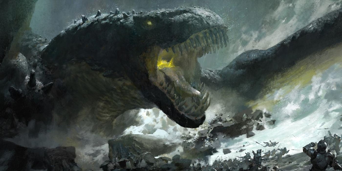 An enormous earth dragon from Guild Wars 2
