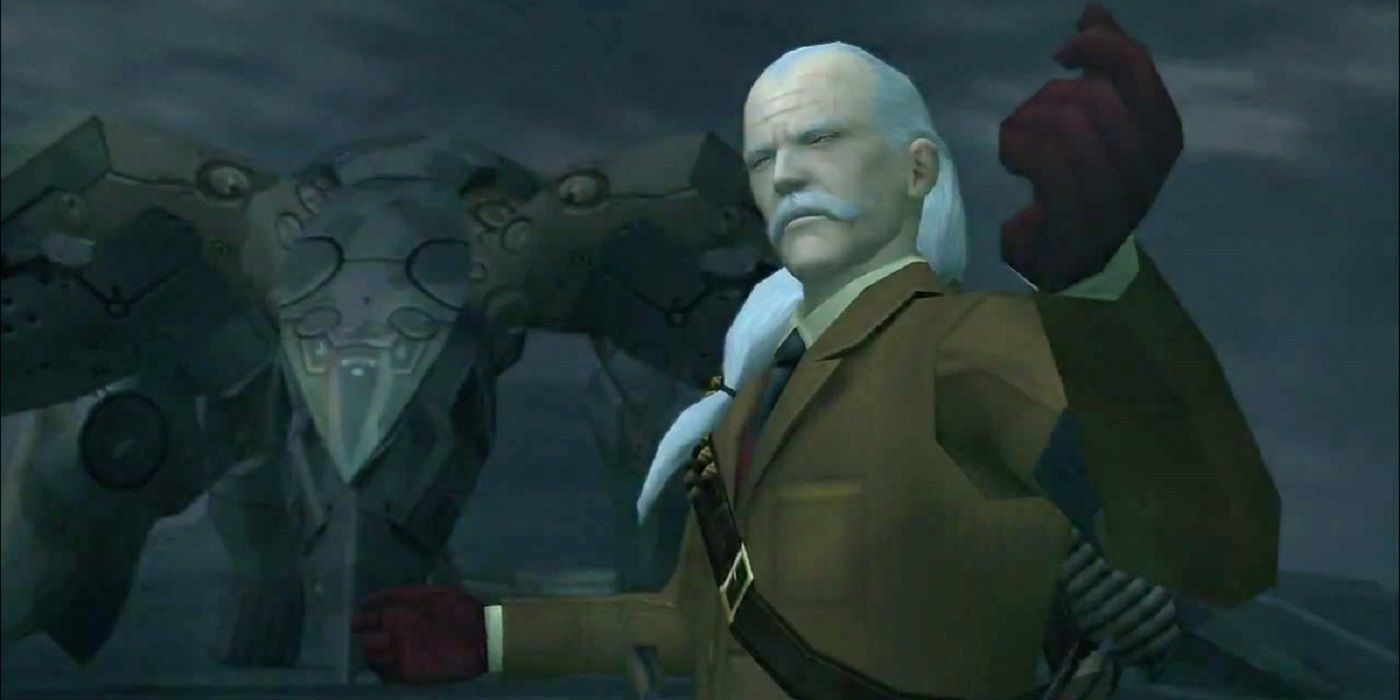 Metal Gear Solid 2 Screenshot Of Ocelot atop Arsenal gear with Ray