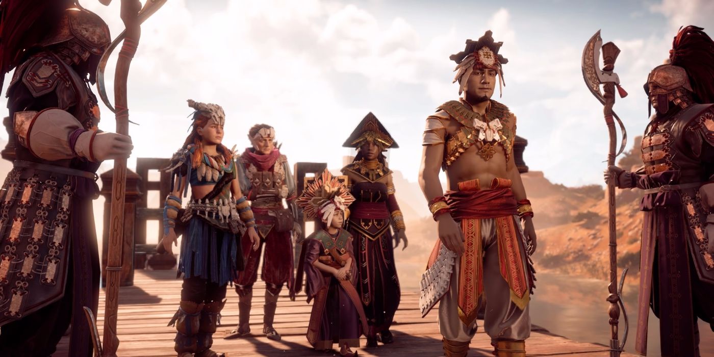 Aloy and a diverse range of characters in Horizon Zero Dawn