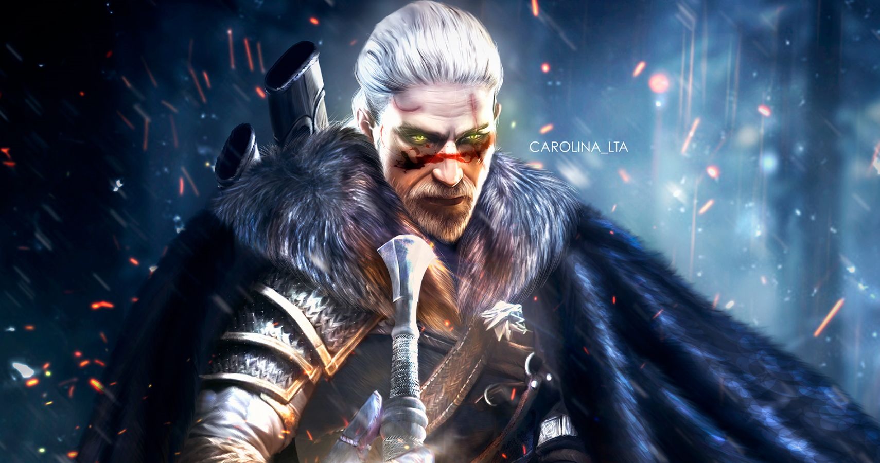 Geralt Photoshop Fanart Hyperstylized