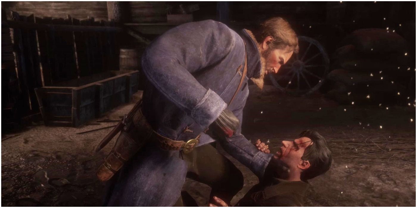Arthur punching O'Driscoll in Red Dead Redemption 2