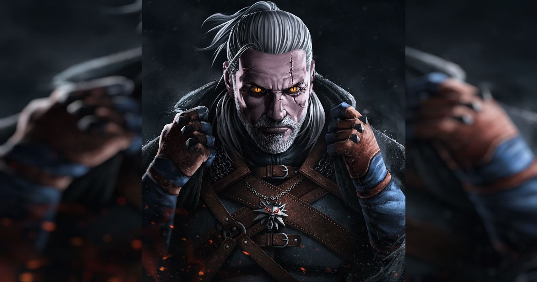 Geralt Dark Hood Pull-up Fanart