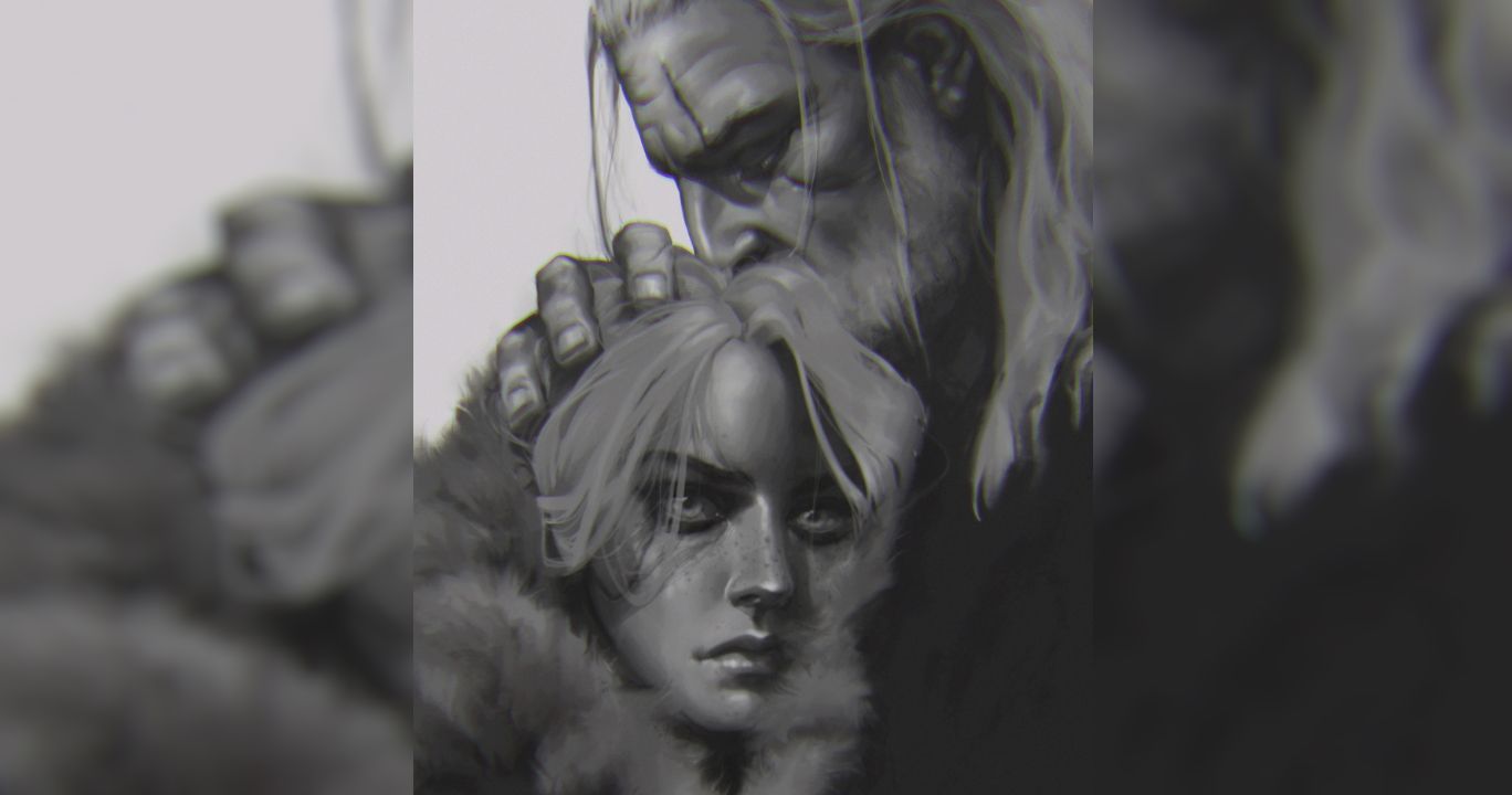 Geralt Fatherly Fanart Black and White