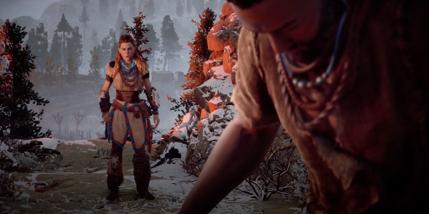 horizon zero dawn  aloy talking to a character