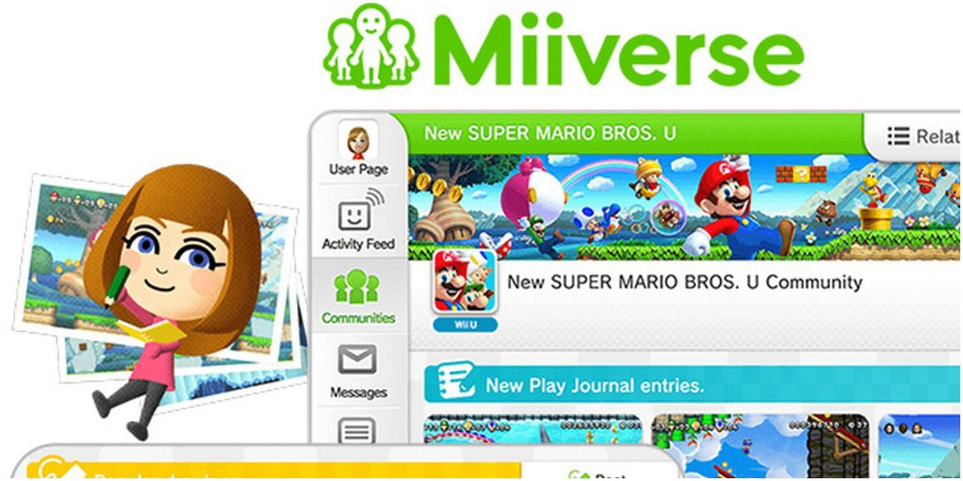 The Miiverse social network with a Mii on the left holding a notepad and pencil.