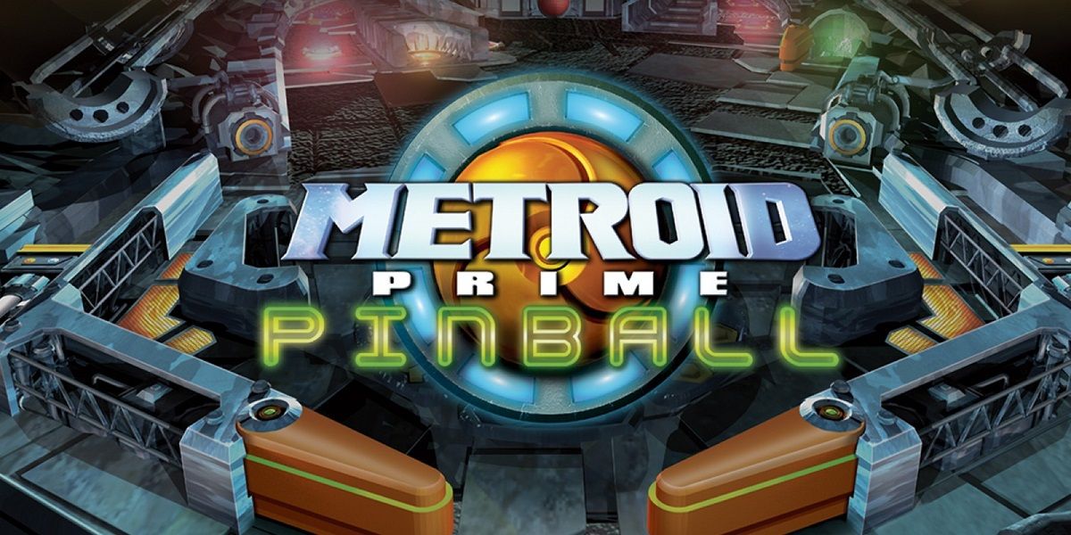 The promotional art of Metroid Prime Pinball, showing the logo with a table on the background.
