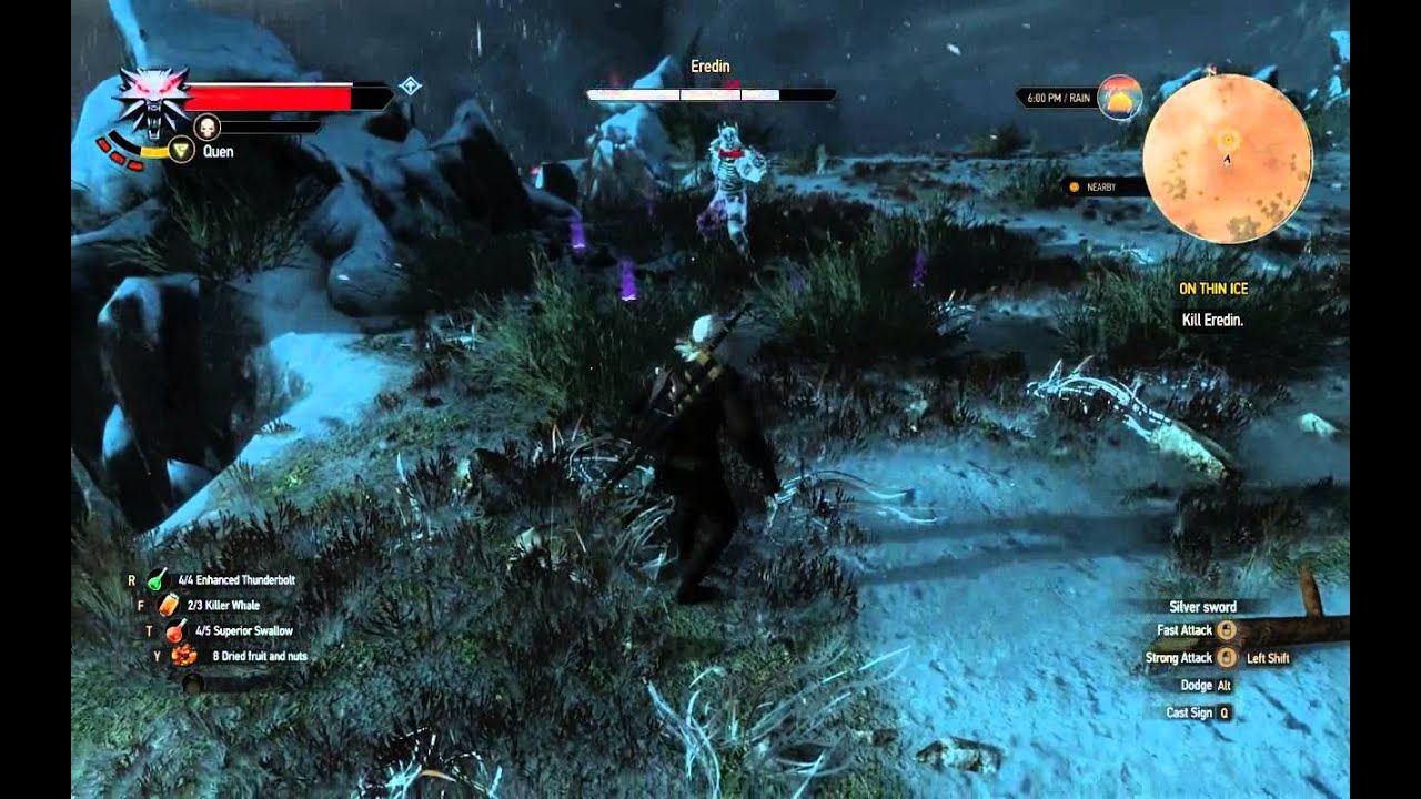 Geralt uses Yrden against Eredin