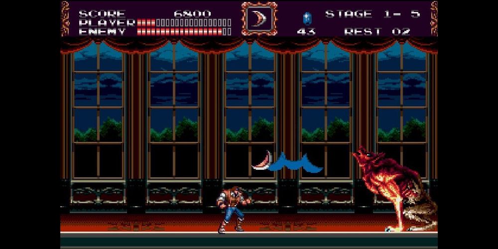Reaching the wolf boss in Castlevania Bloodlines