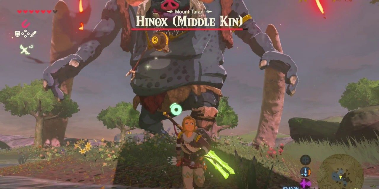 Link fighting Hinox (Middle Kin) in BOTW