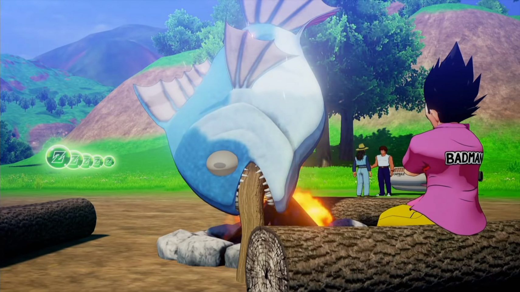 dbz kakarot vegeta cooking a big fish