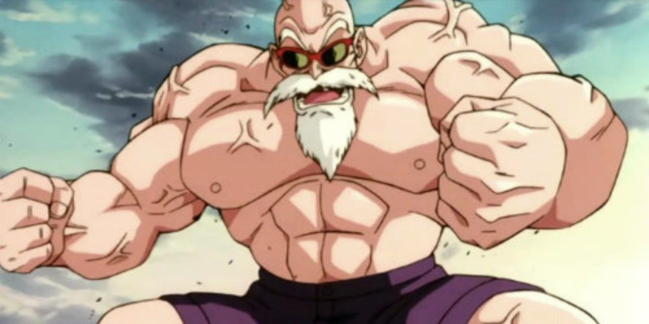 Master Roshi bulking up during the Tournament of Power arc
