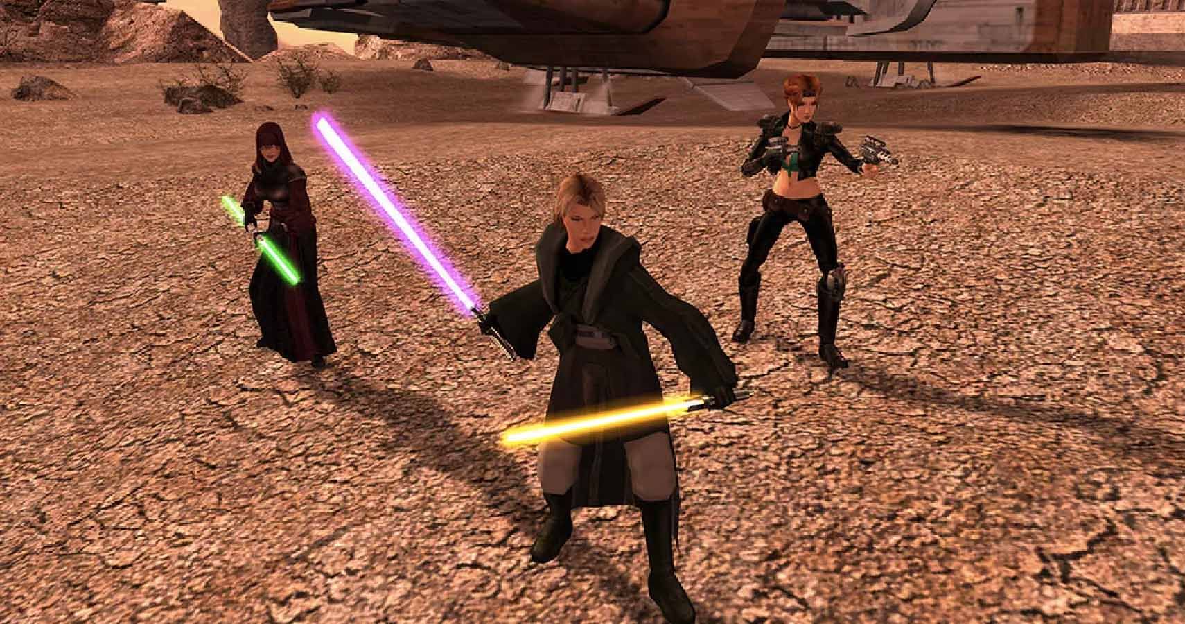 A dual wielding jedi in Knight of the Old Republic