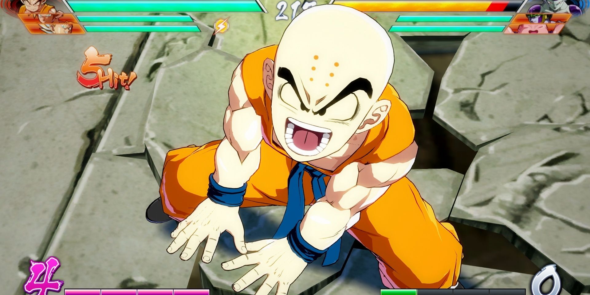 Krillin is small but fierce in Dragon Ball FighterZ
