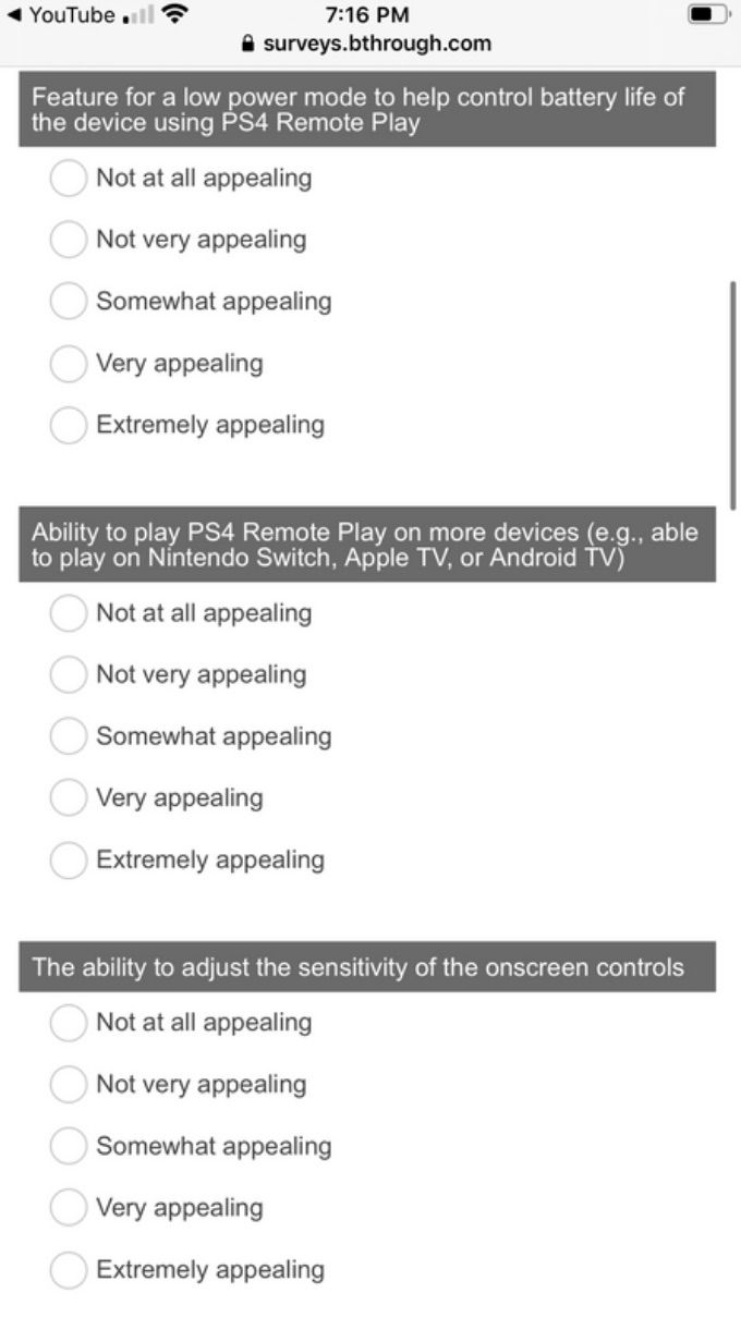 Sony survey