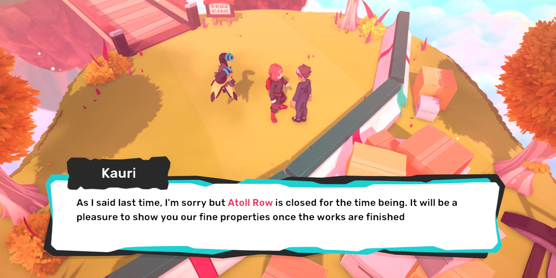 Standing in front of Atoll Row in Temtem.