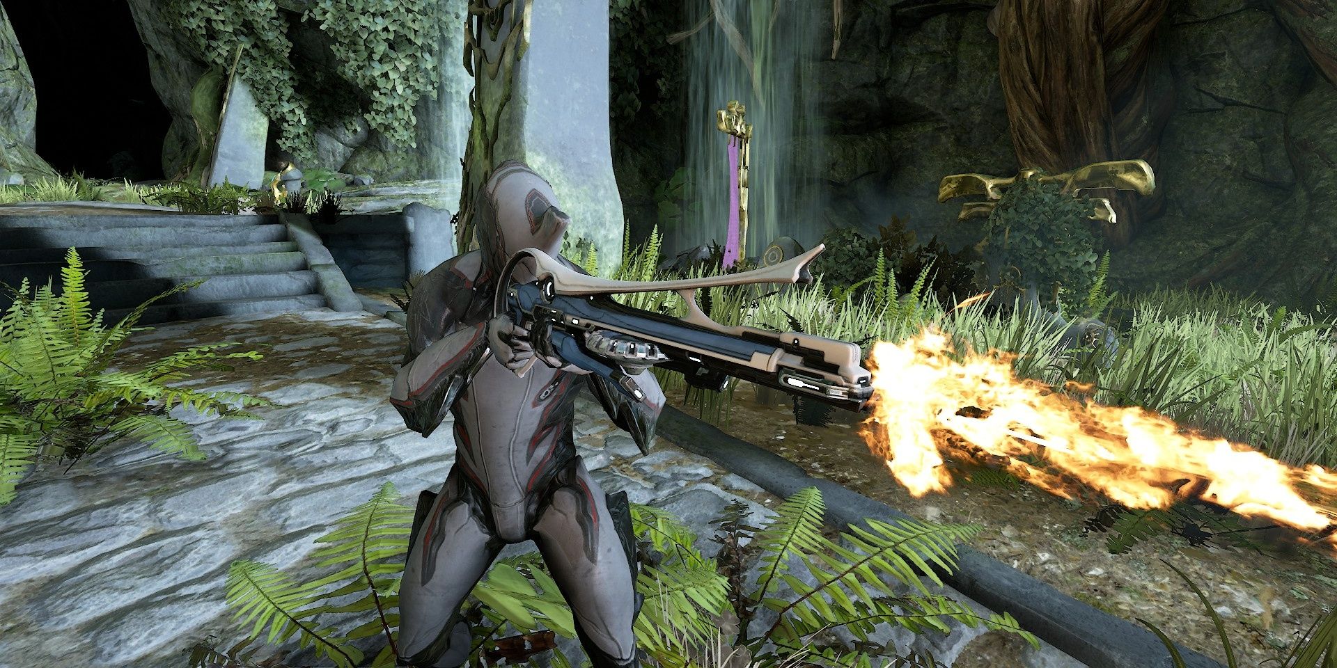 Warframe Excalibur firing Zenith.
