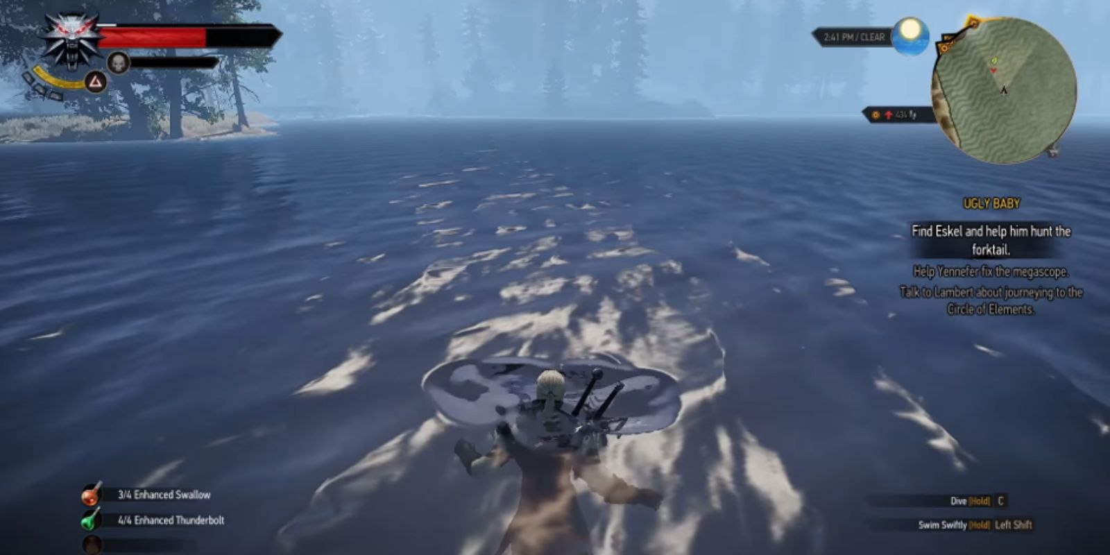 Witcher 3 Geralt In Lake