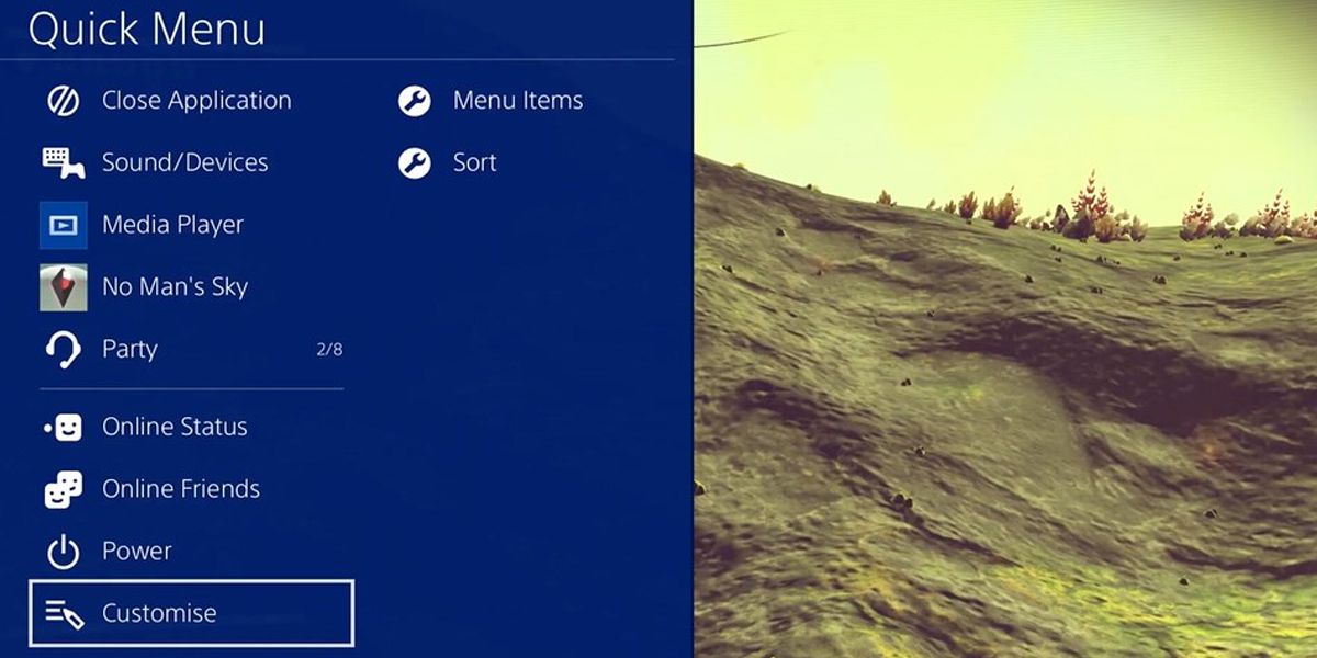 playstation quick menu