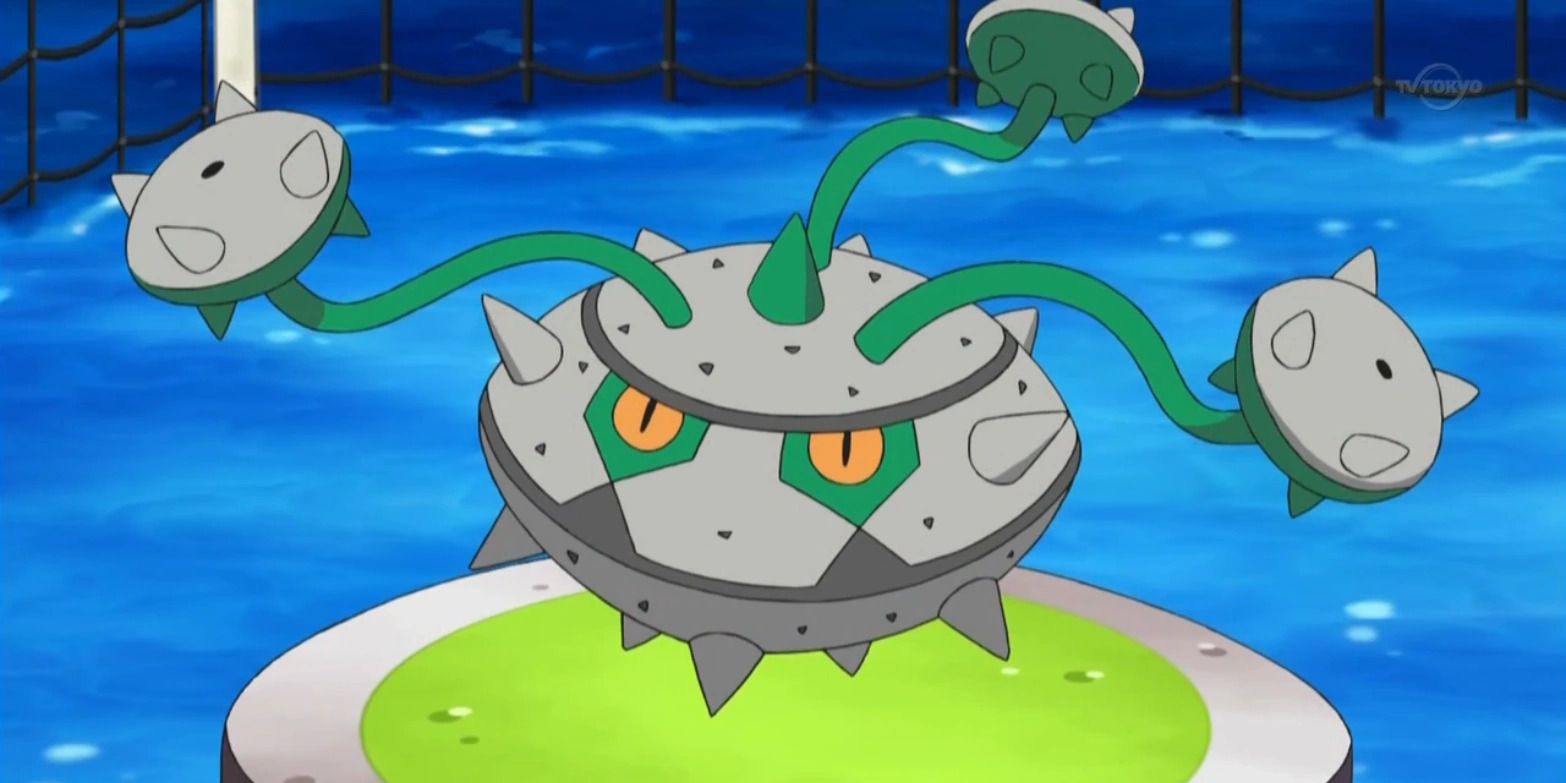 Pokemon Anime Ferrothorn Floating on an Island