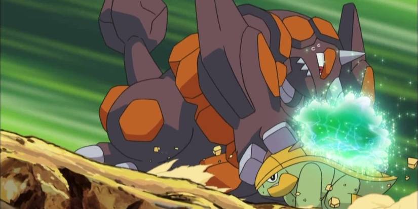 Rhyperior forces its opponent to dodge in the Pokemon anime.