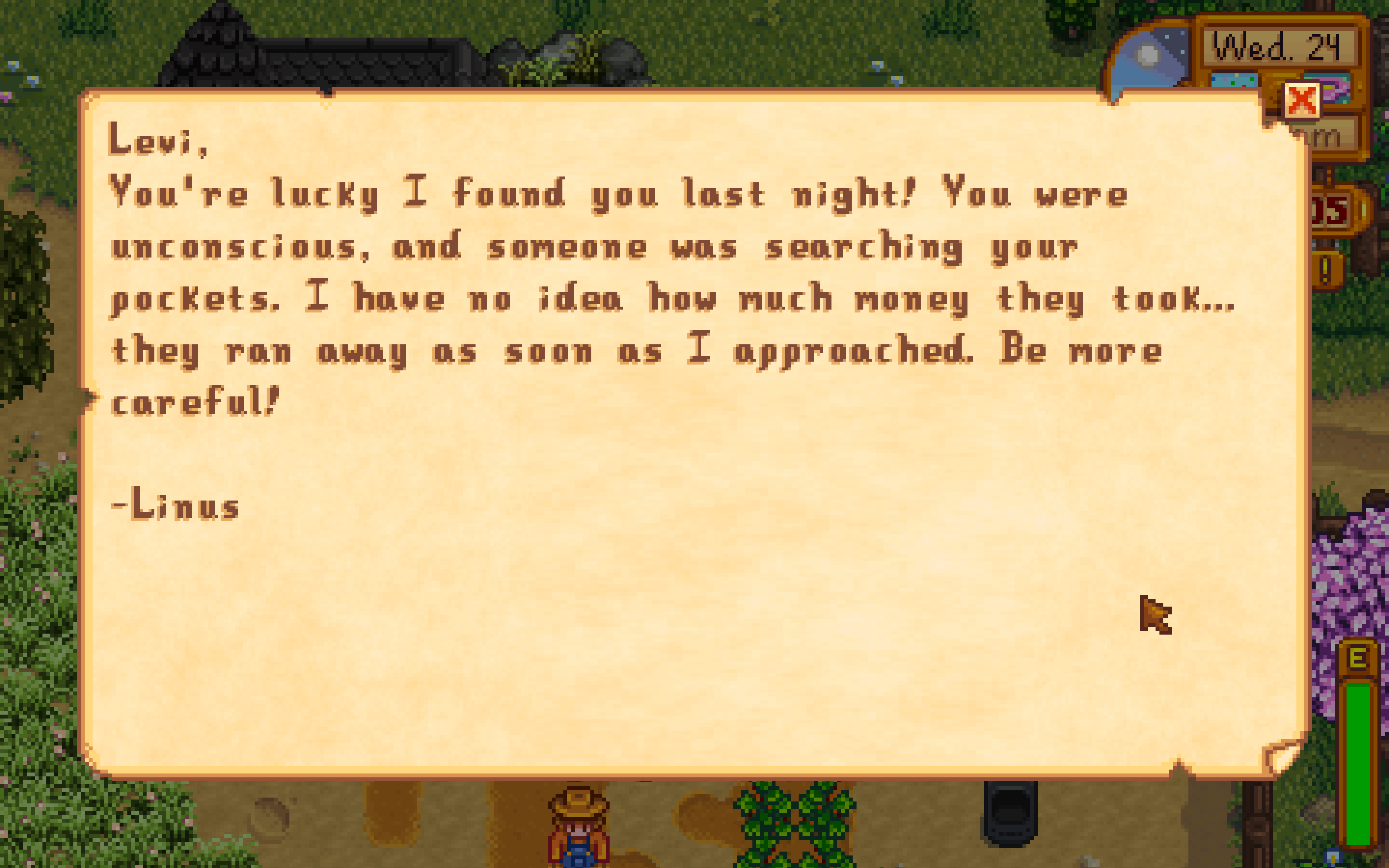 Stardew Valley Linus Letter