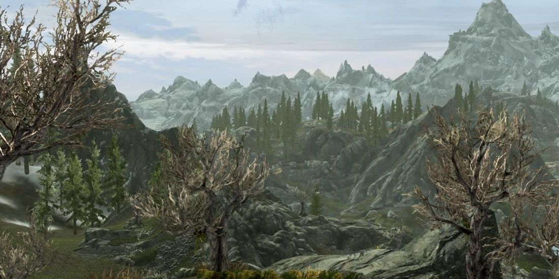 A view of The Reach in Skyrim