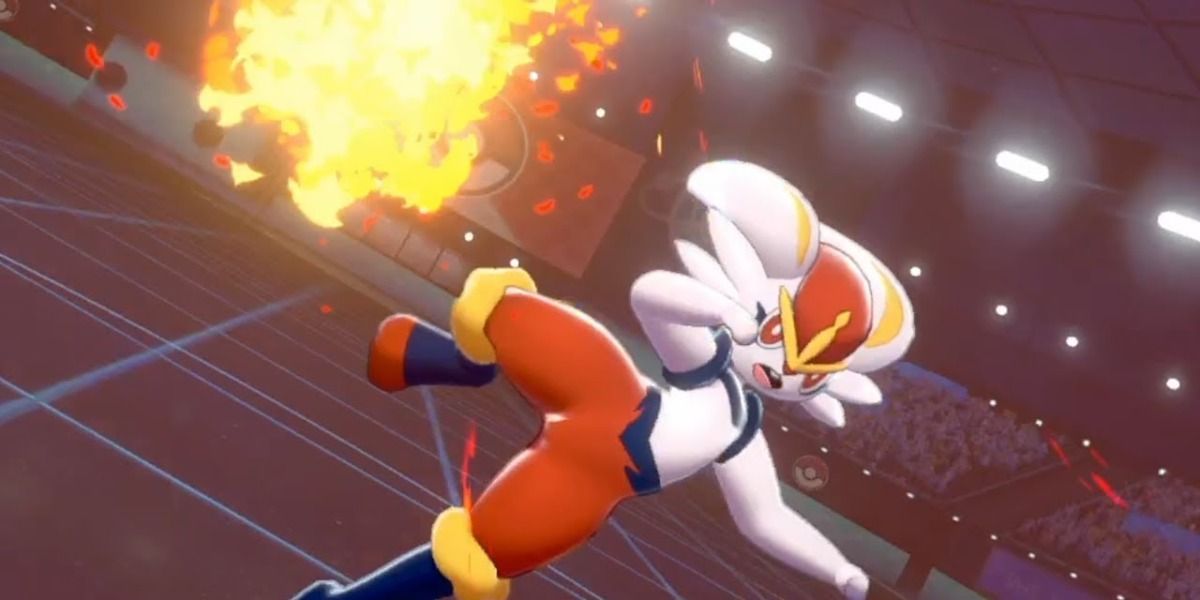 Cinderace Pokemon Sword Shield Kicking Fire Ball Pyroball Battle Stadium