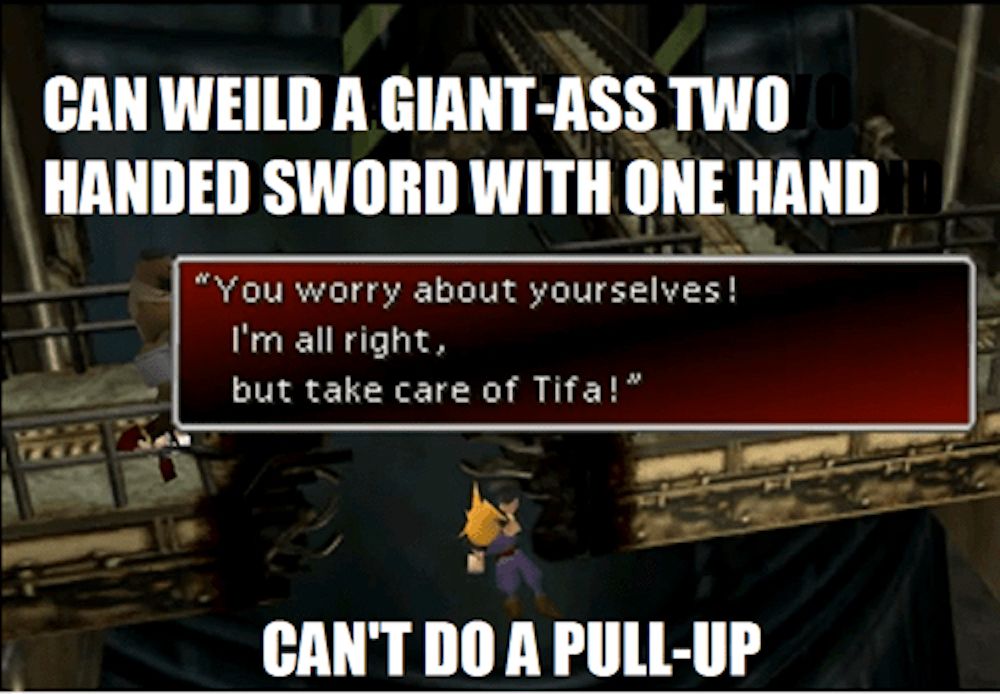 Final Fantasy VII cloud no do pull-up meme copy