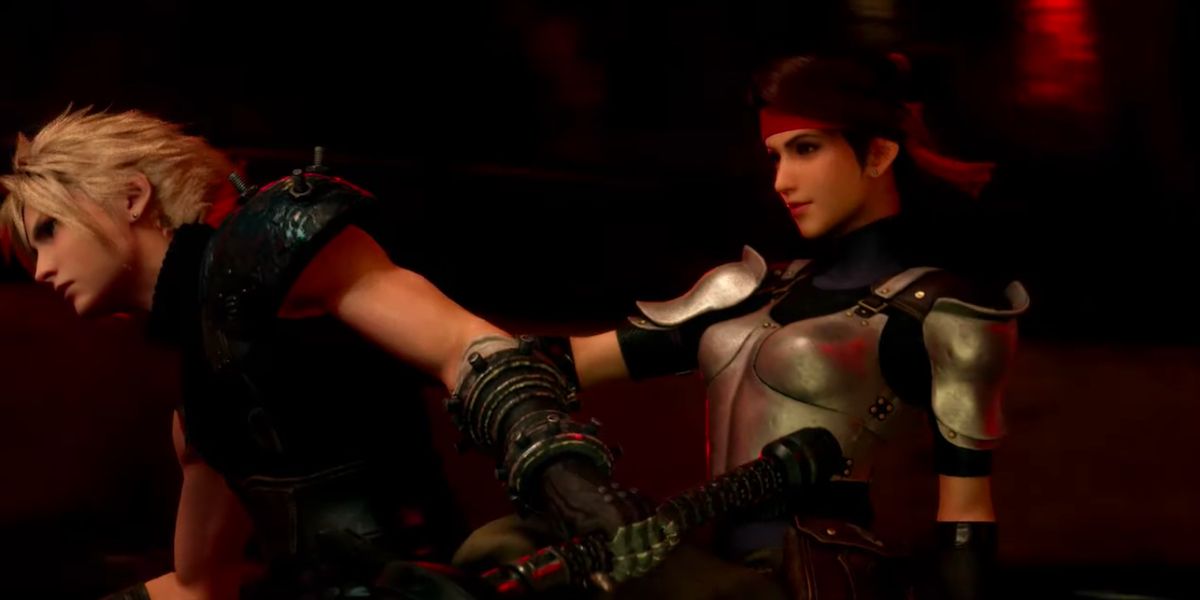 Final Fantasy VII remake Jessie and cloud on bike copy