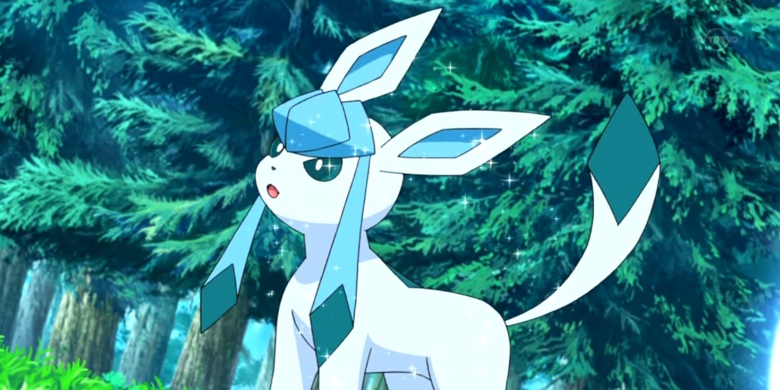 Glaceon Pokemon Anime Sparkling In Forest