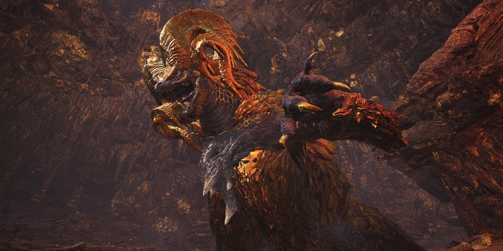 Kulve taroth standing up with their mouth open in Monster Hunter World.