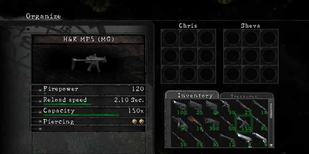 MP5 stats in the inventory.