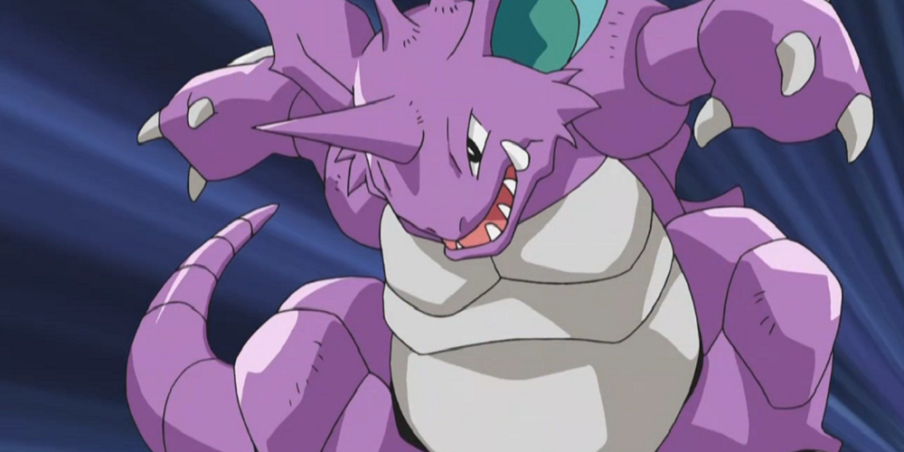Nidoking ready for battle in the Pokemon anime