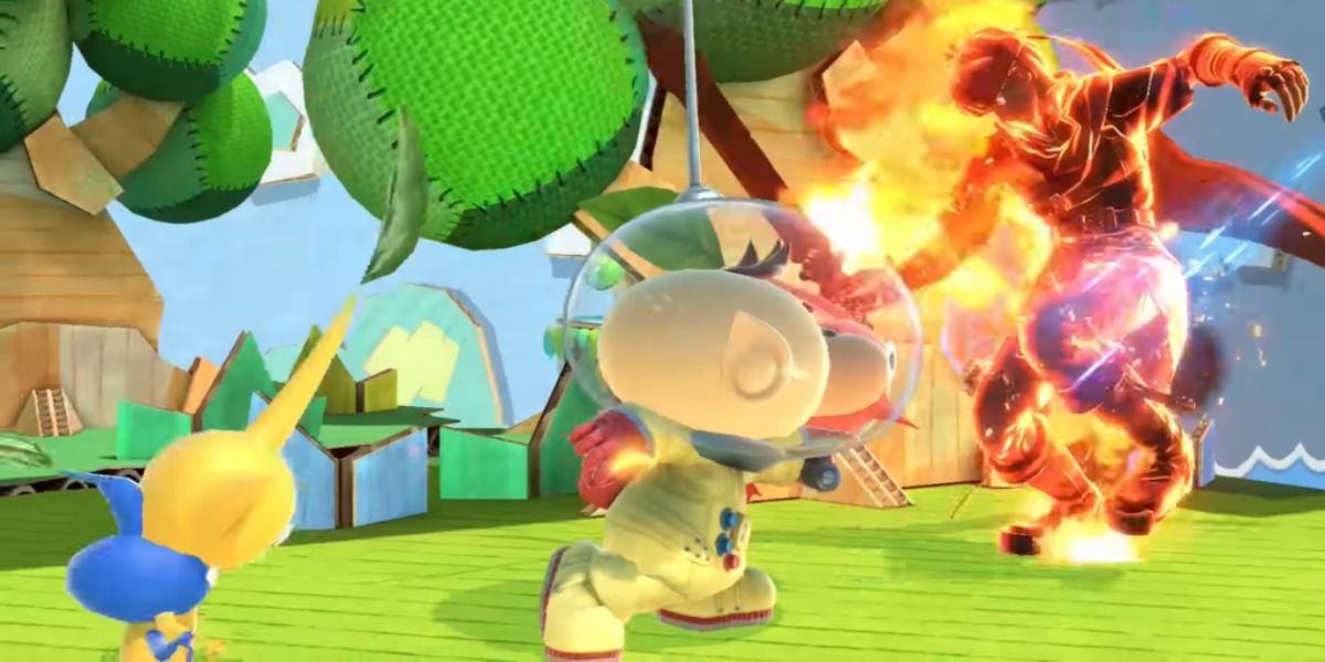 Olimar attacking Marth in Super Smash Brothers Ultimate