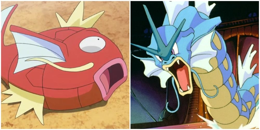 Image Left - A Magikarp Pokemon. Image Right - A Gyardos Pokemon.